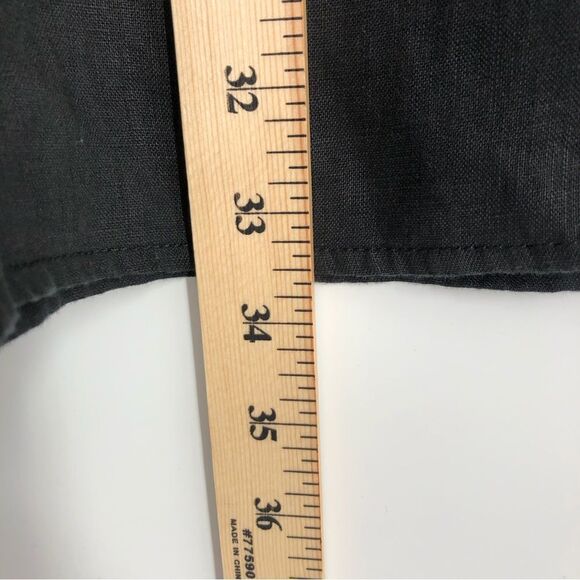 Tahari Linen Shirt Womens 1X Black Button Front Roll Tab Long Sleeve - Picture 7 of 8